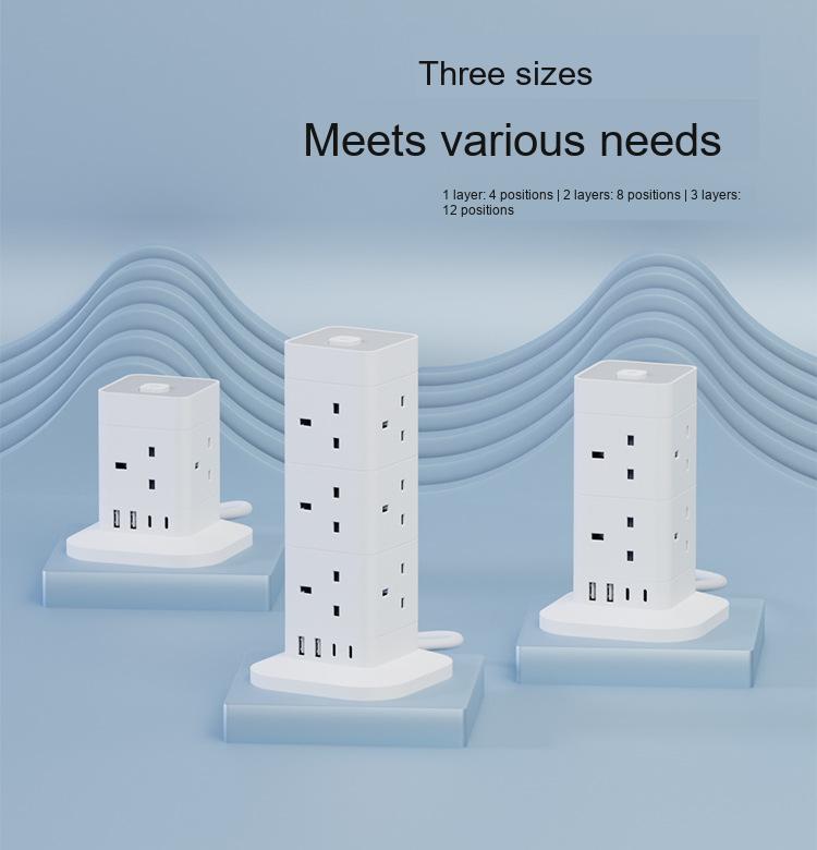 Multi-Tier Tower Extension Socket with USB Ports 8