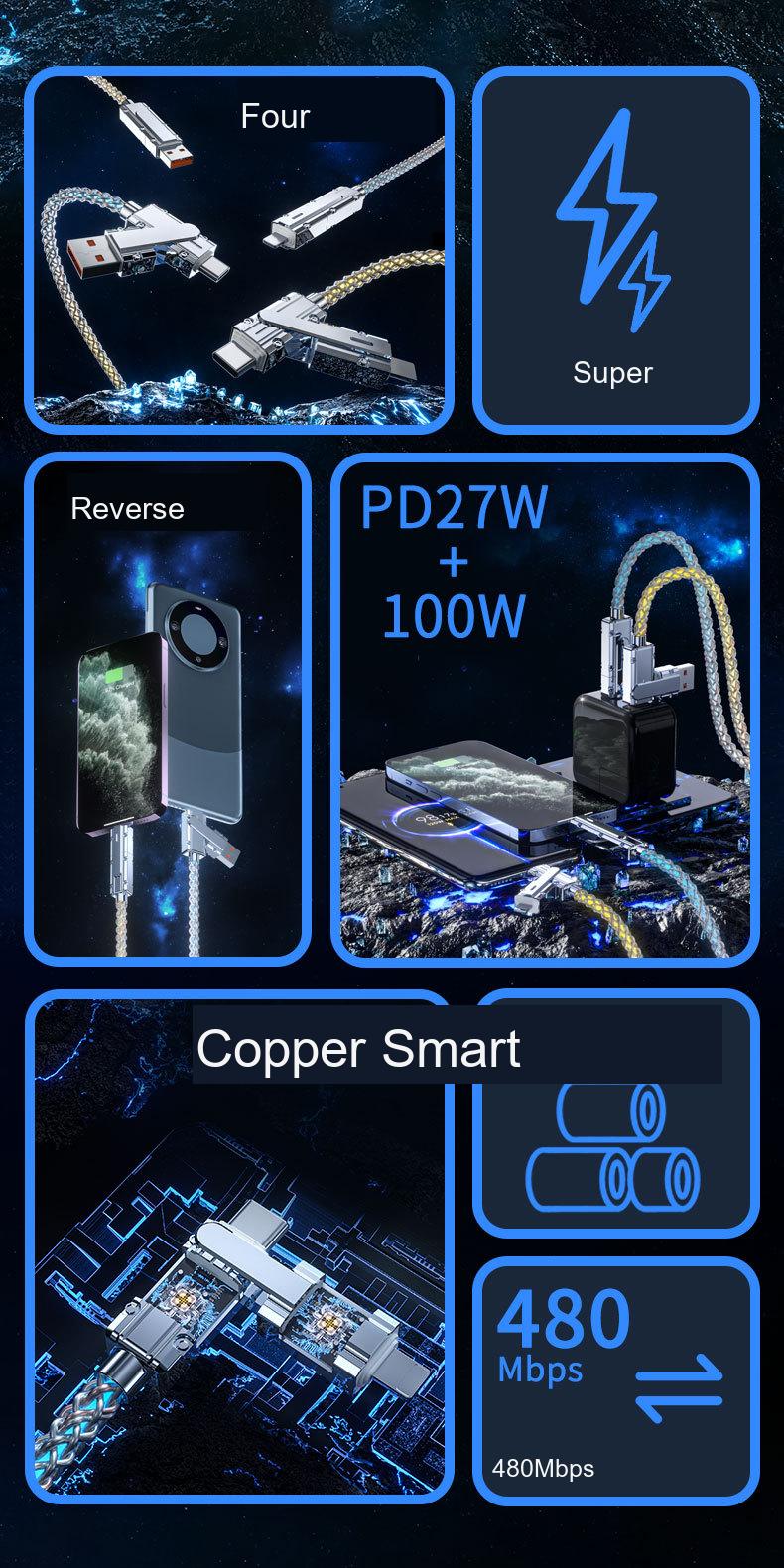 RGB Light-Up 4-in-1 Charging Cable 4