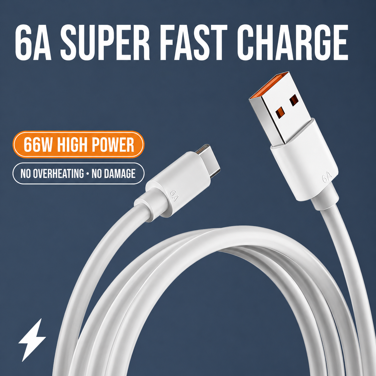 6A Fast Charging Cable – Type-C & iPhone Length Options