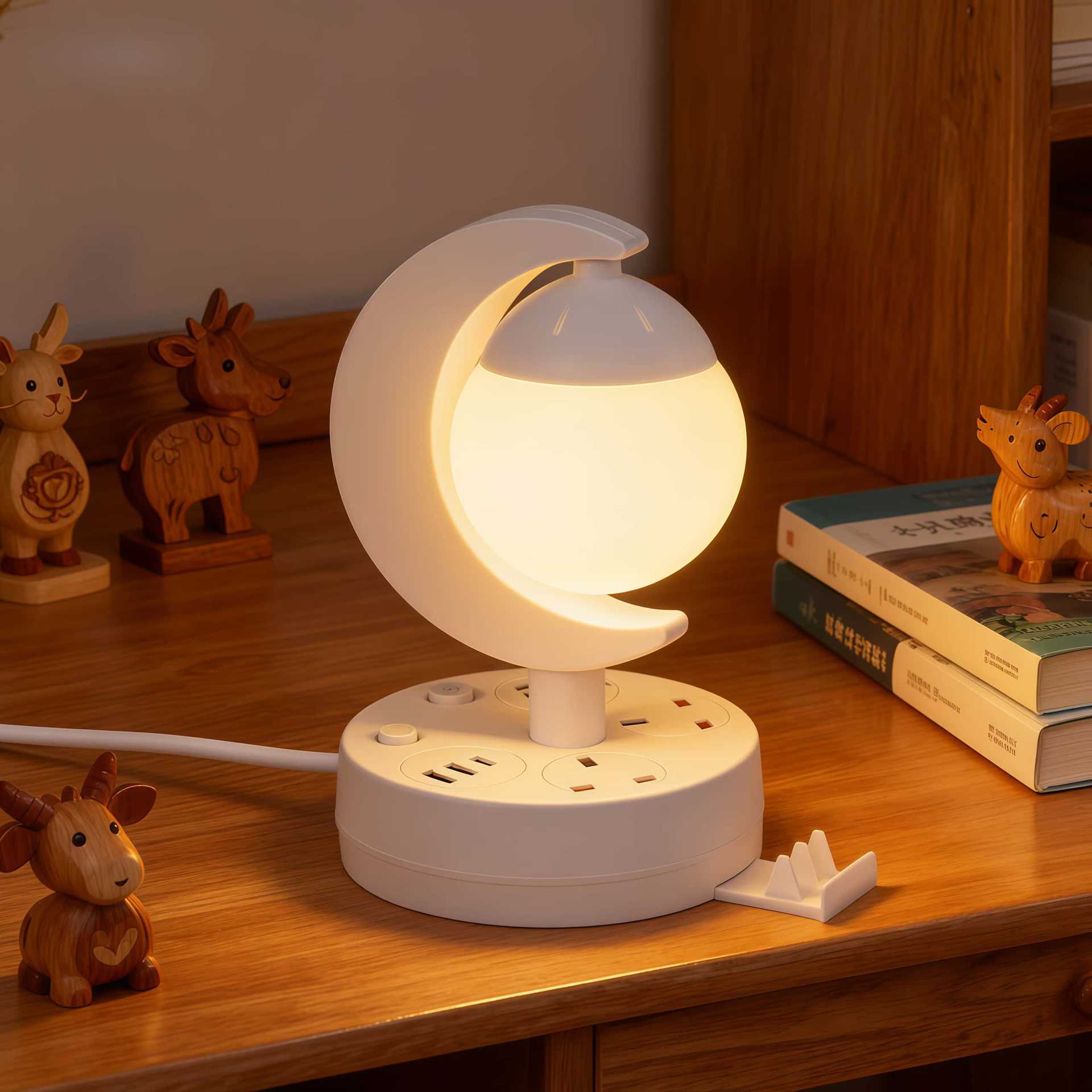 Extension Socket with Moon LED Night Light