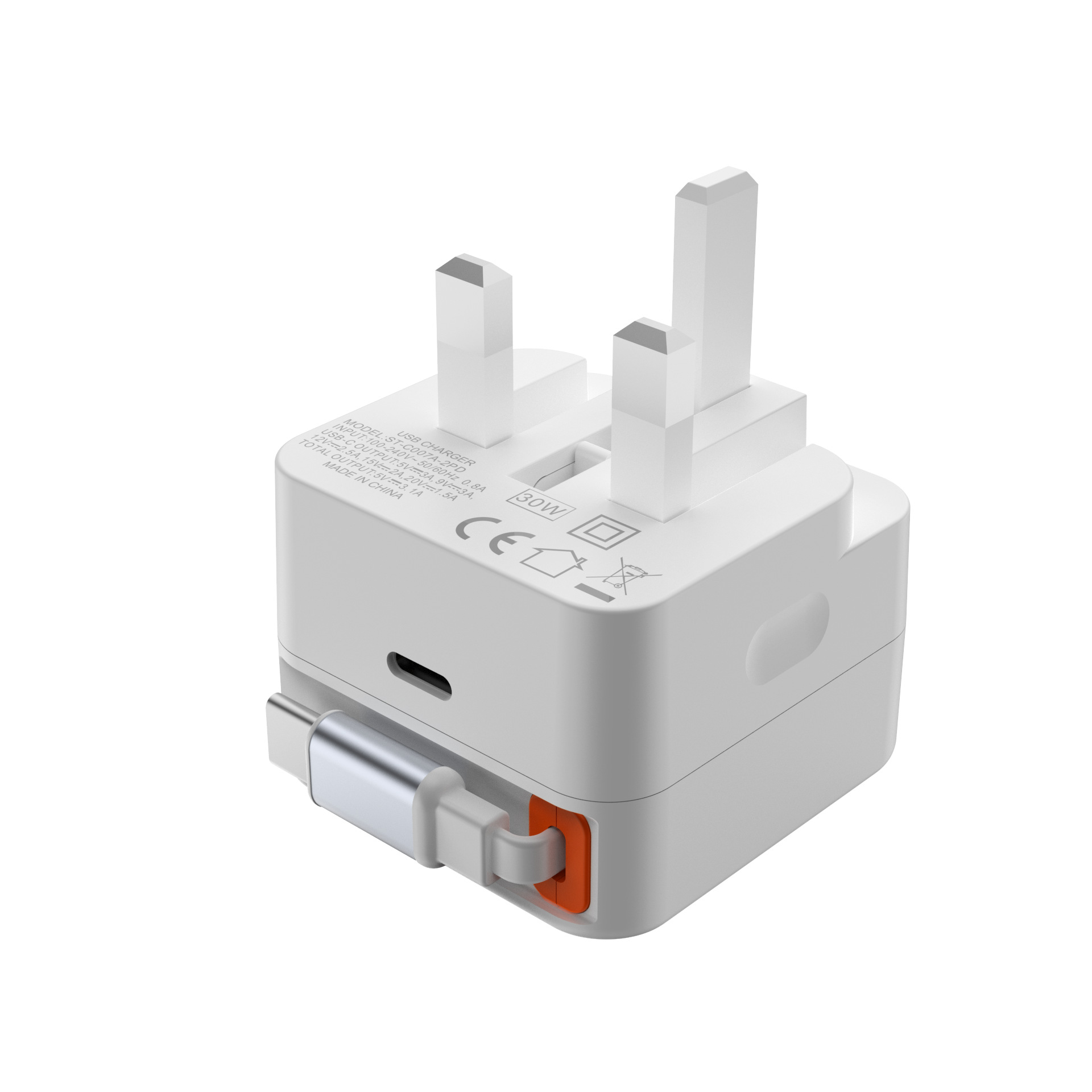 30W UK Plug Fast Charging Adapter
