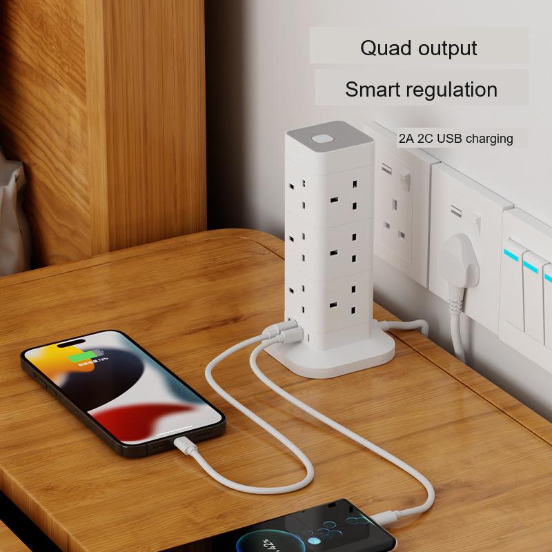 Multi-Tier Tower Extension Socket with USB Ports 5