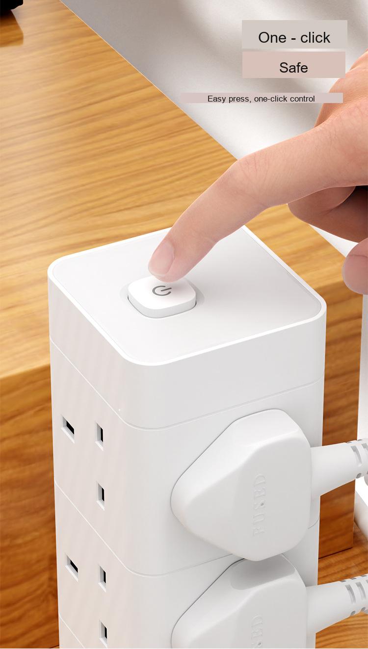 Multi-Tier Tower Extension Socket with USB Ports 7