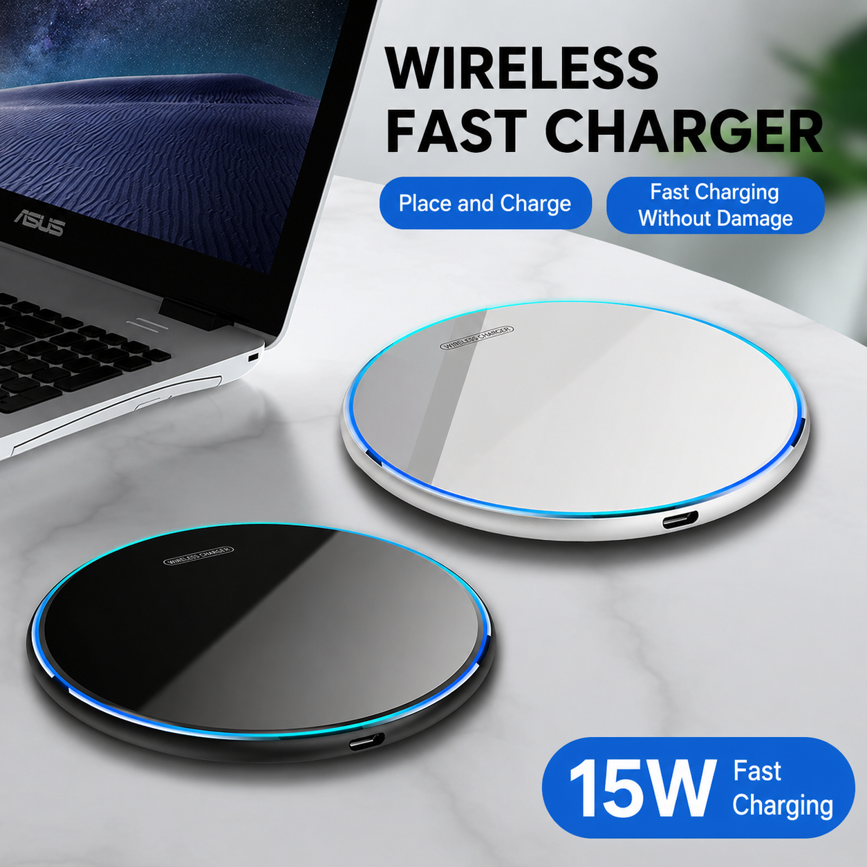 15W Slim Round Wireless Charging Pad