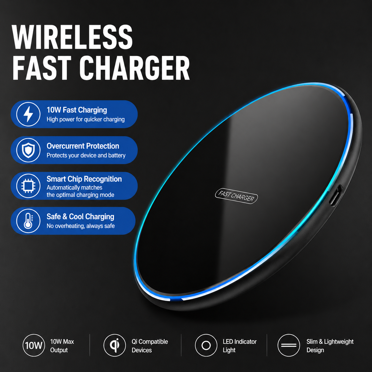15W Slim Round Wireless Charging Pad 2
