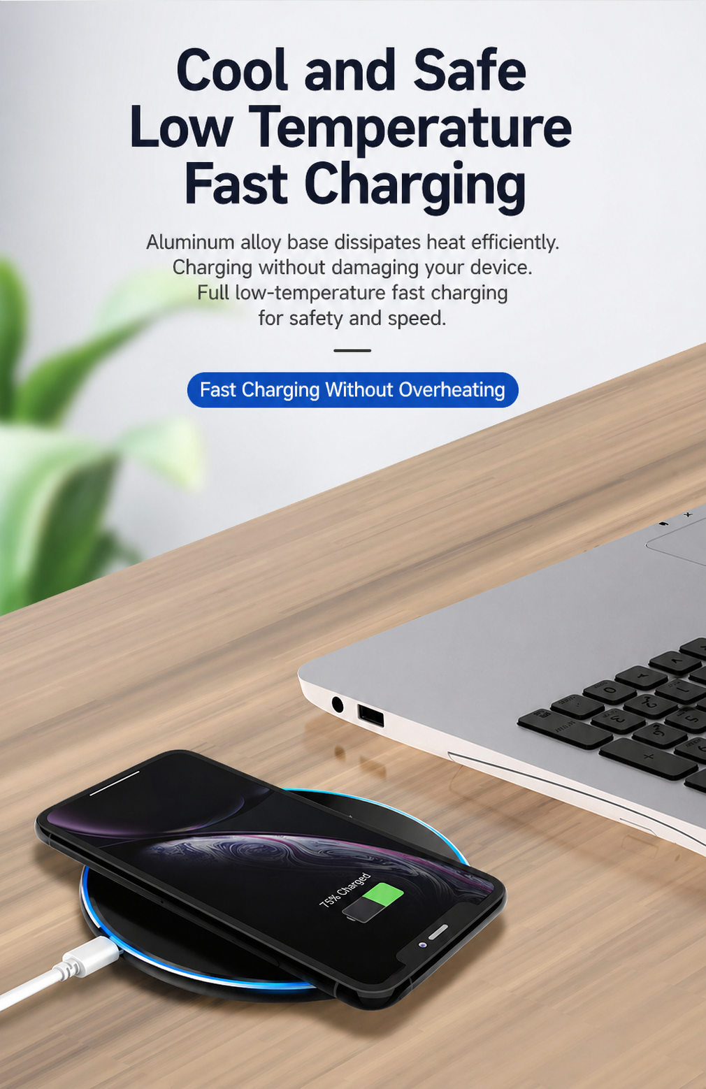 15W Slim Round Wireless Charging Pad 4