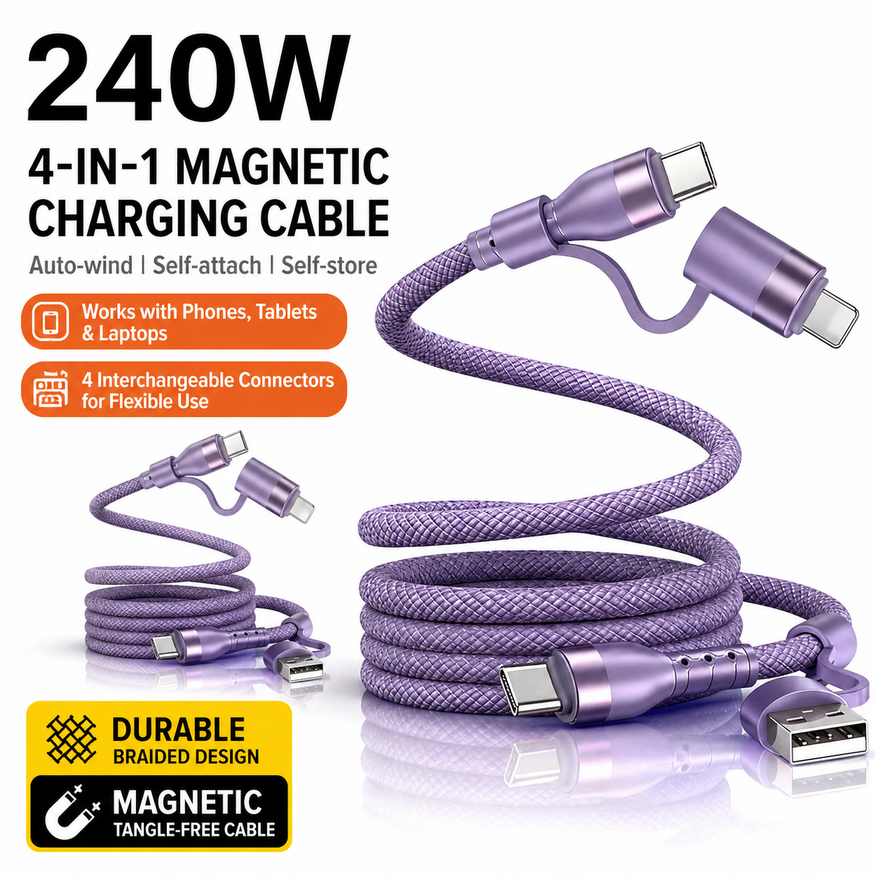 Magnetic Fast Charging Cable – 100W / 240W Options