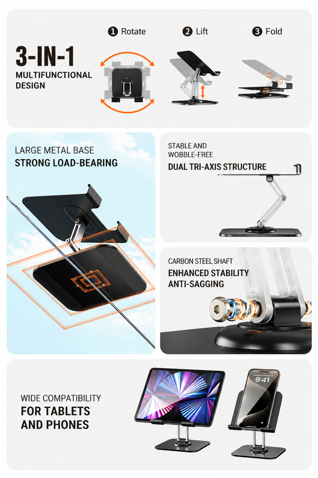 Metal Desktop Phone & Tablet Stand 5