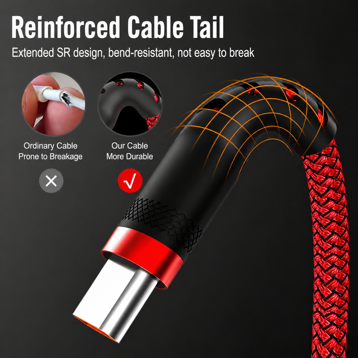 Extended Braided Fast Charging Cable – Connector Options 3