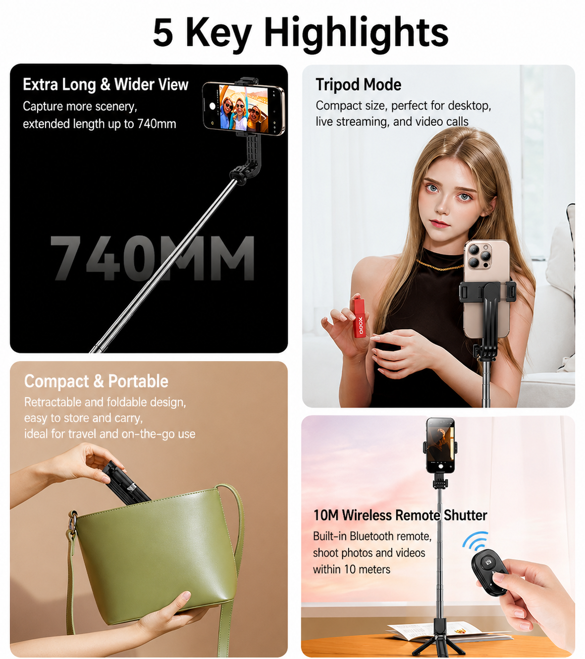 Mini Bluetooth Selfie Stick Tripod 5