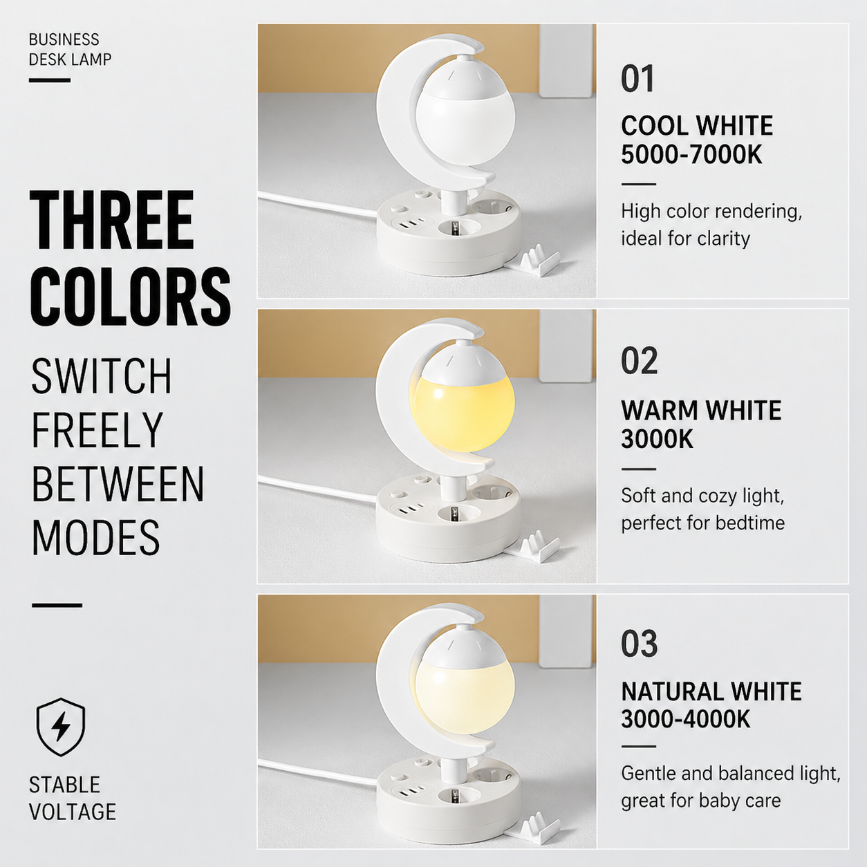 Extension Socket with Moon LED Night Light 4