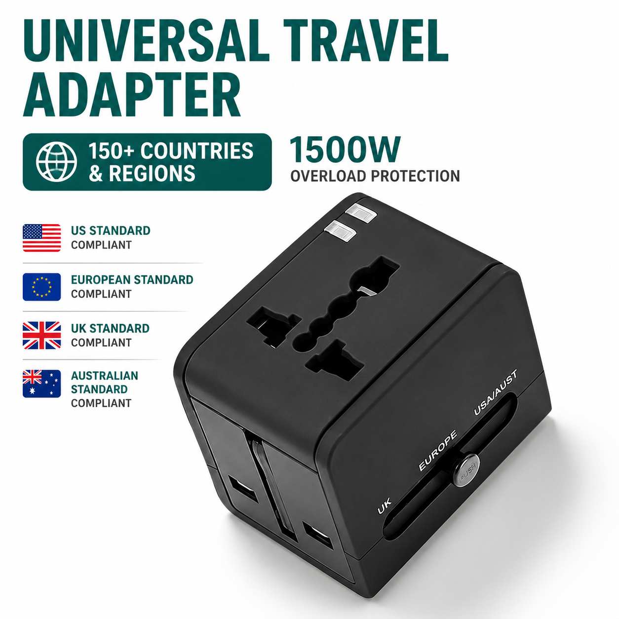 WY-08 Universal Travel Adapter with USB Ports