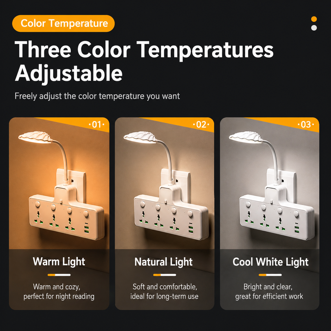 Extension Socket with LED Reading Light 3