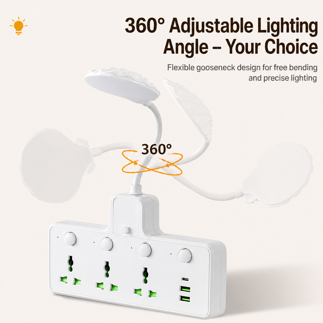 Extension Socket with LED Reading Light 4