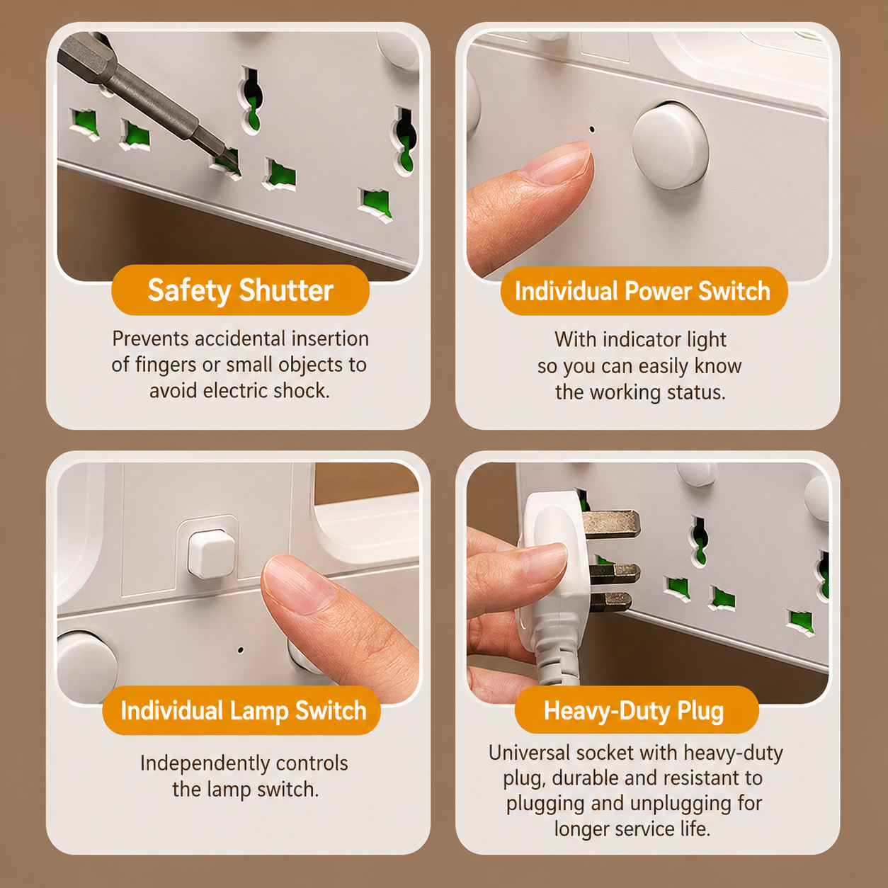 Extension Socket with LED Reading Light 5
