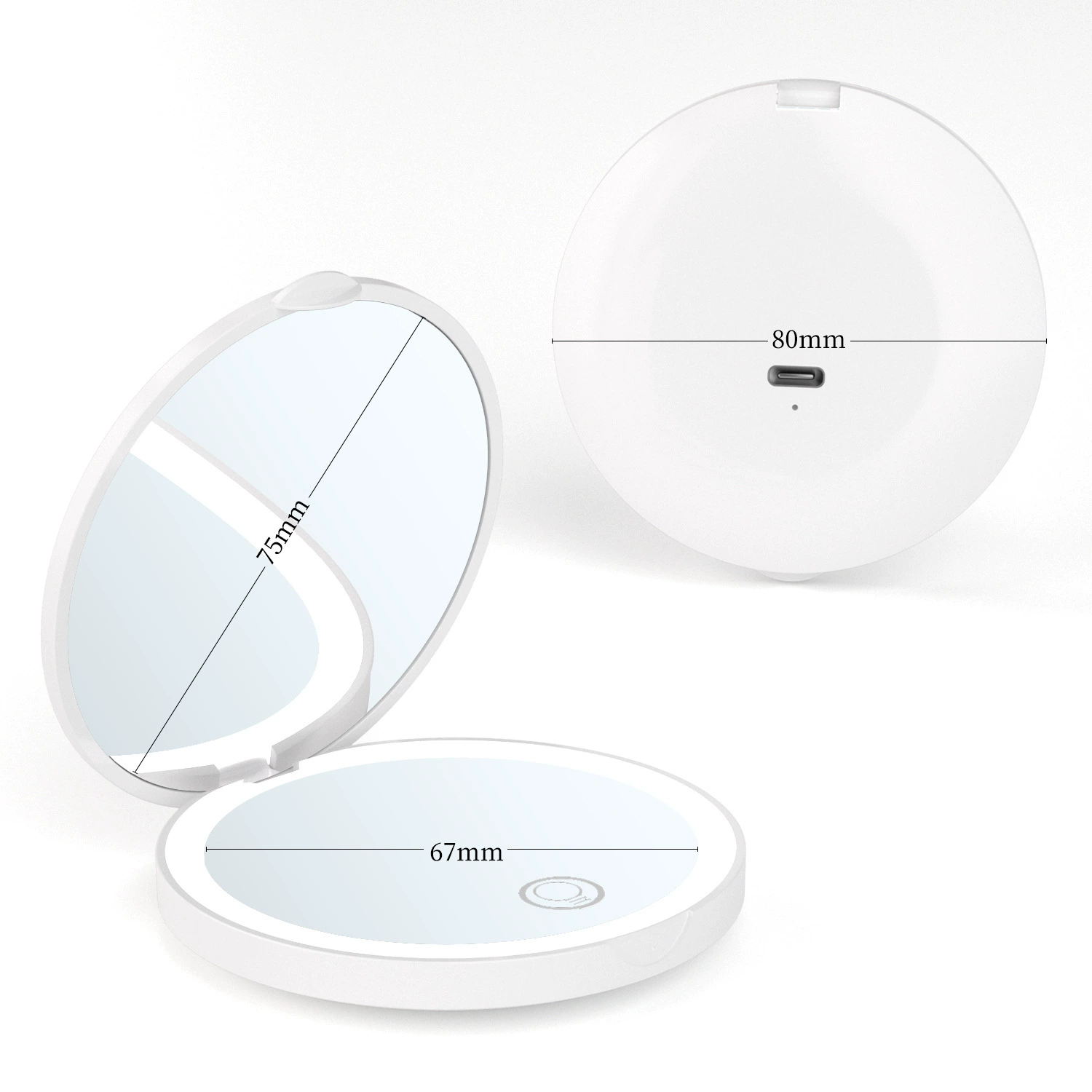 80mm Battery LED Makeup Mirror 6