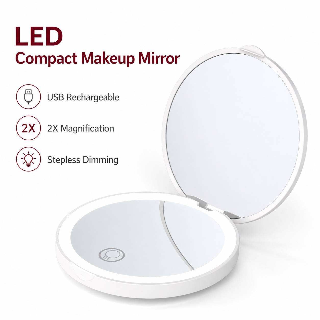 80mm Battery LED Makeup Mirror 3