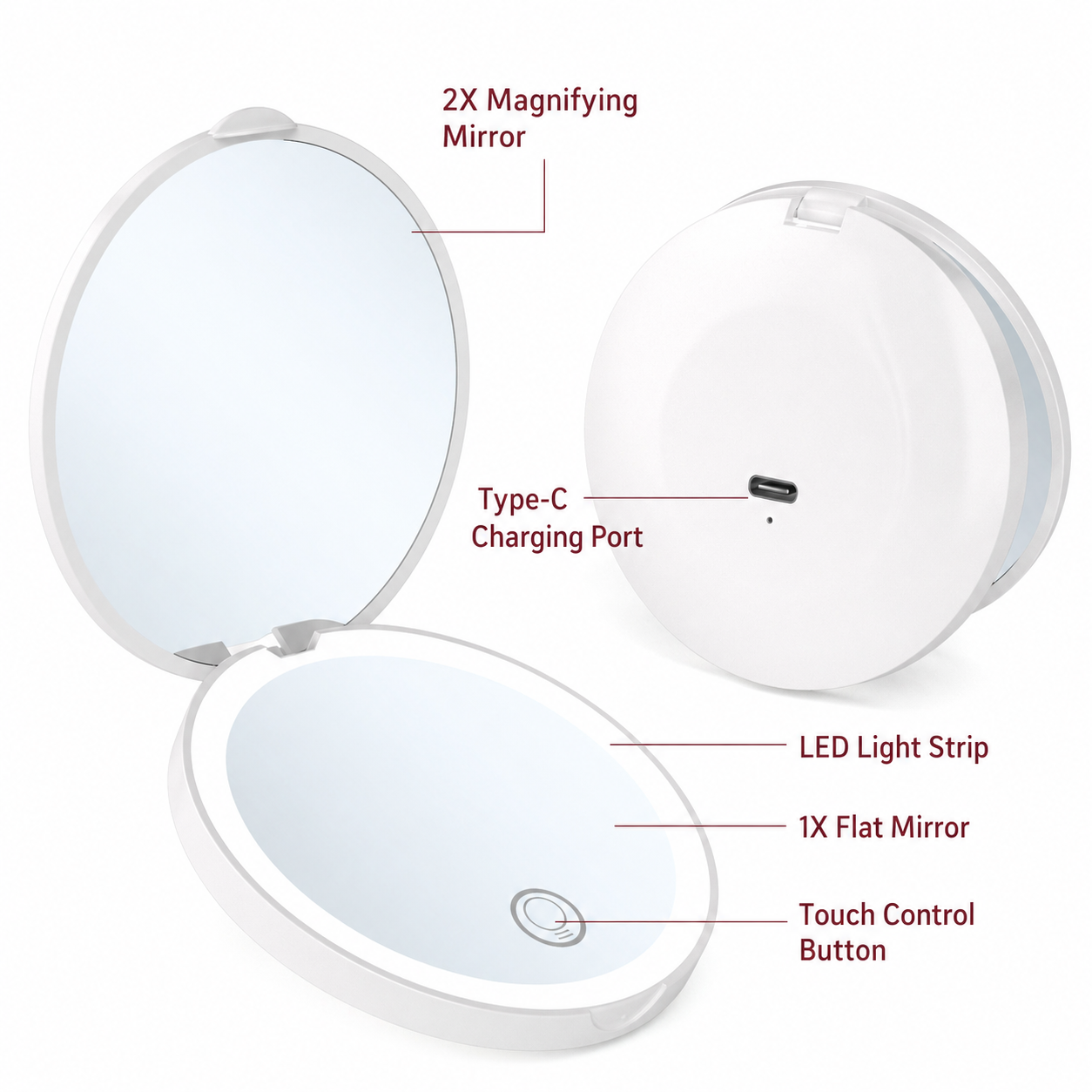 80mm Battery LED Makeup Mirror 4