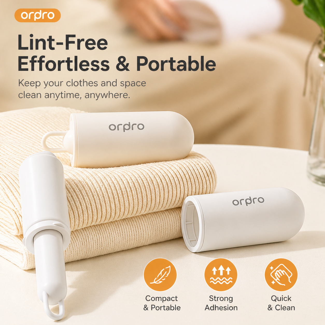 Washable Portable Lint Roller – White/Grey
