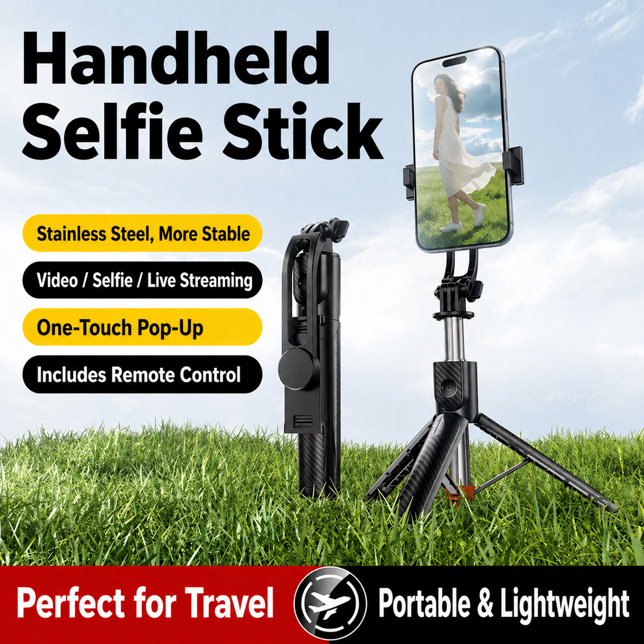 1m/1.3m Bluetooth Selfie Stick Tripod