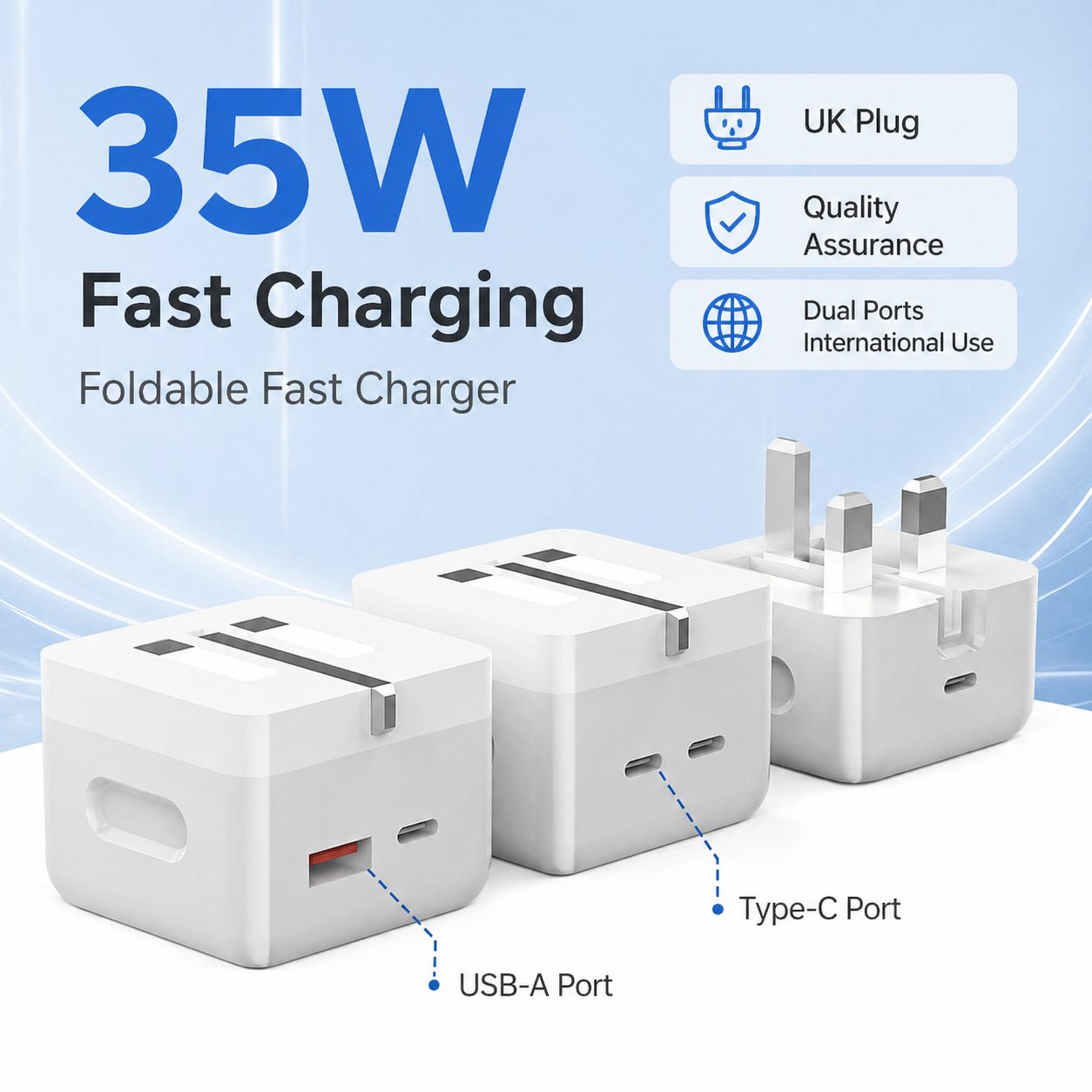 UK Plug Fast Charging Adapter – 20W / 35W Options