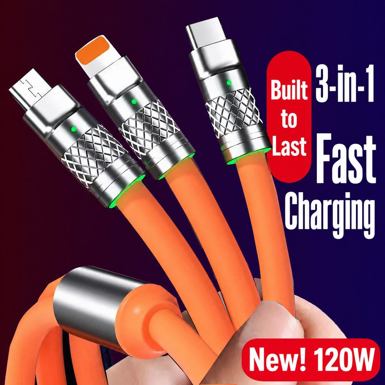 120W Heavy Metal Fast Charging Cable – Length Options