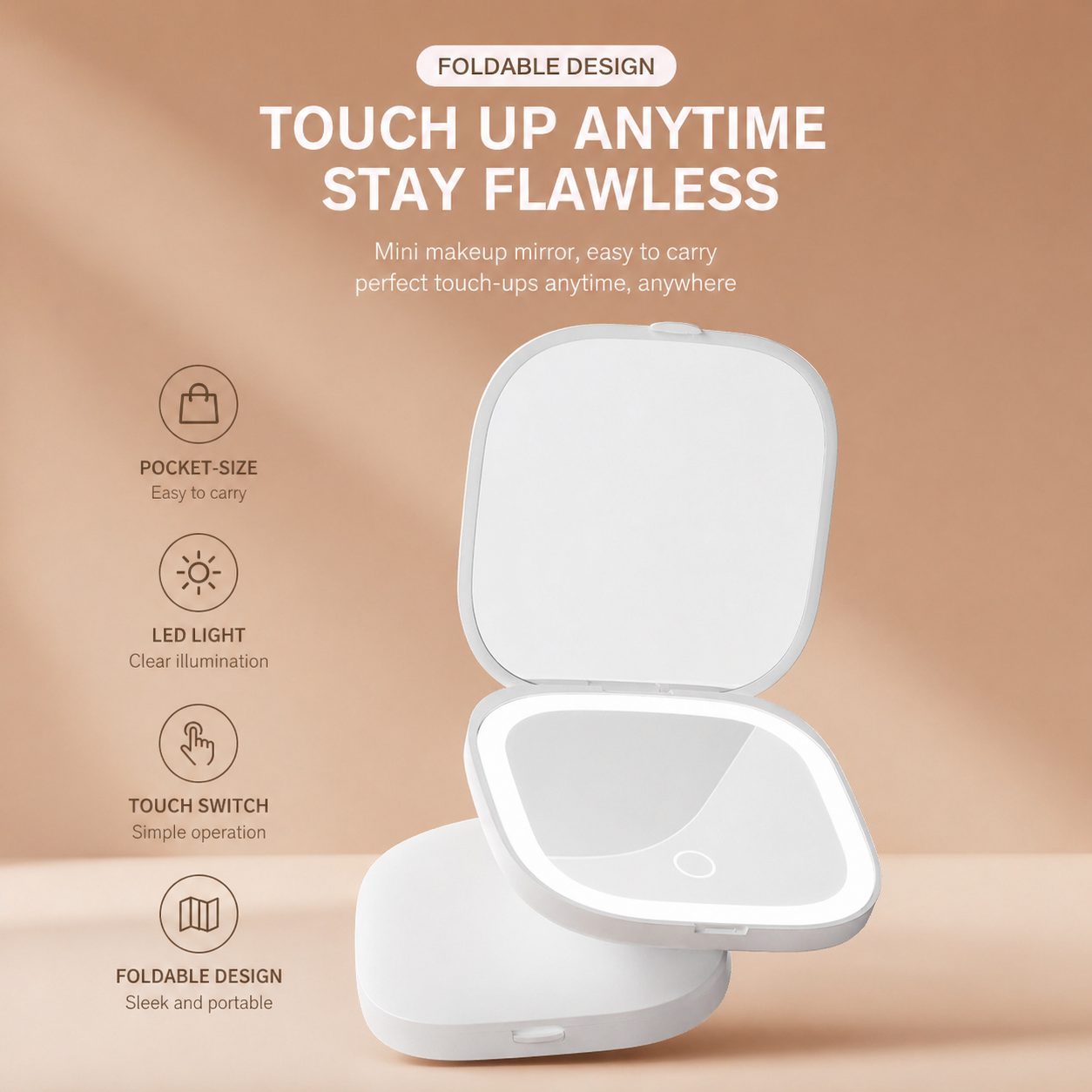 90mm Portable LED Makeup Mirror 3