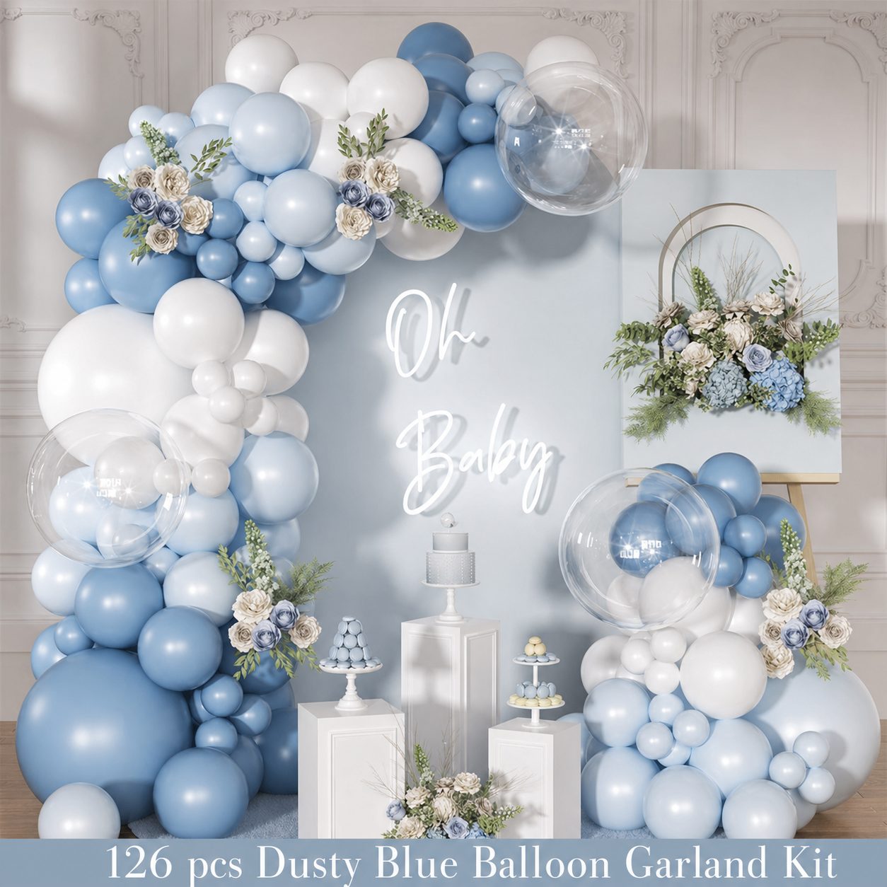 Dusty Blue Balloon Garland Kit