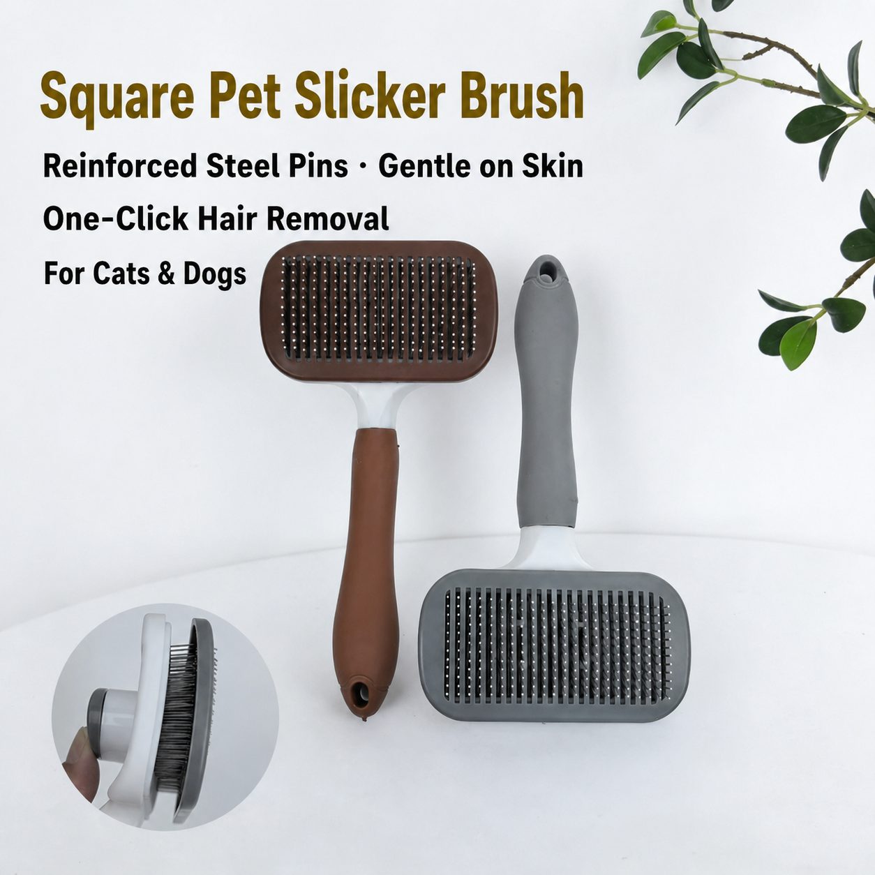 One-Click Pet Slicker Brush