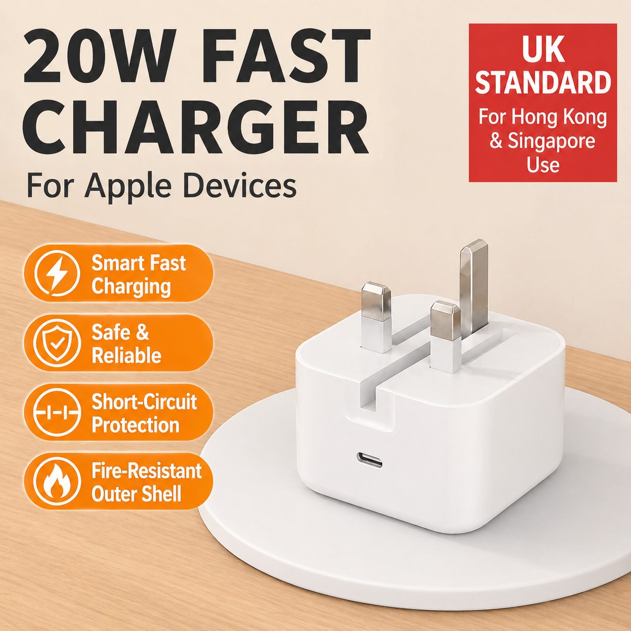 20W UK Plug Fast Charger – 3 Variant Set