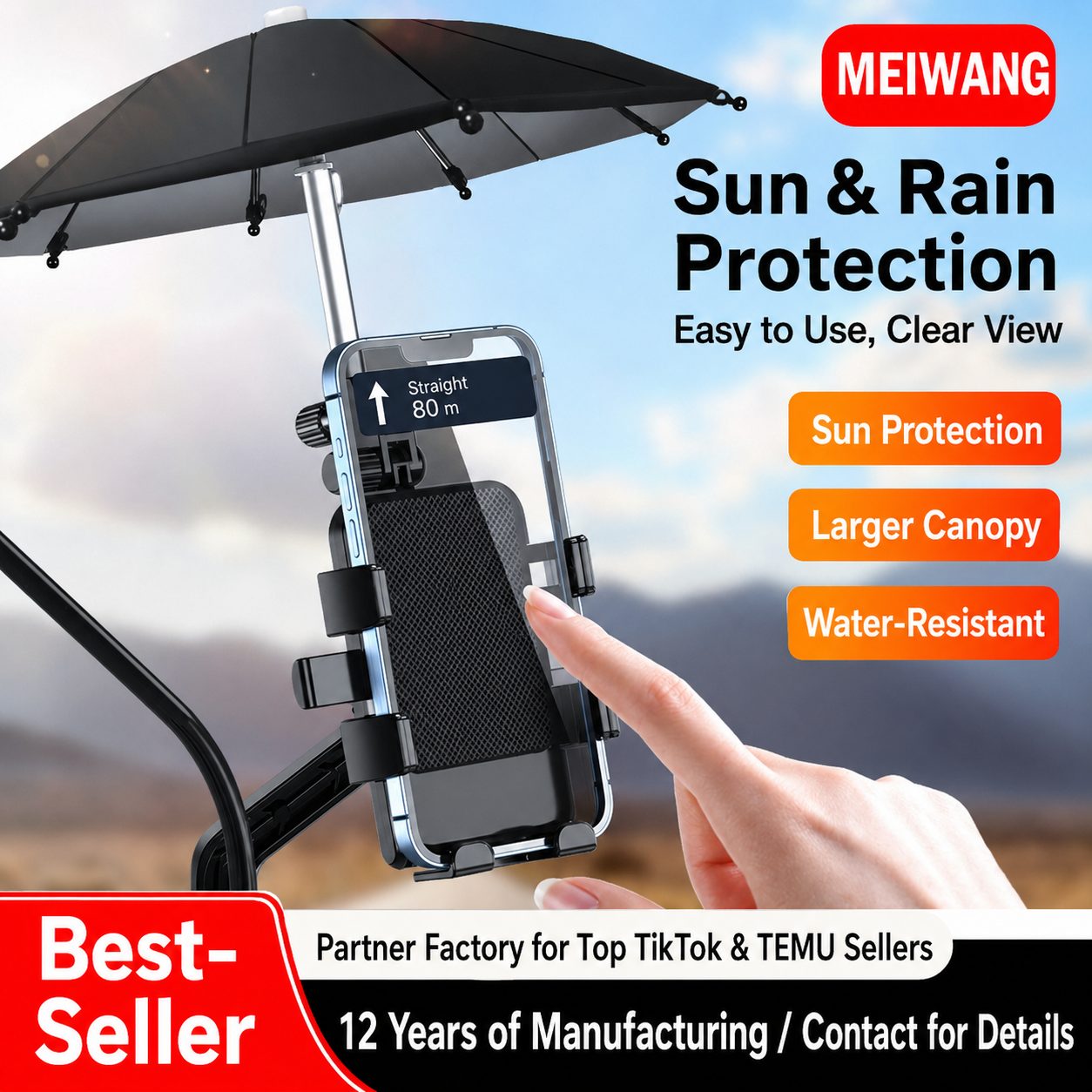 Bike Phone Mount with Sun & Rain Shield