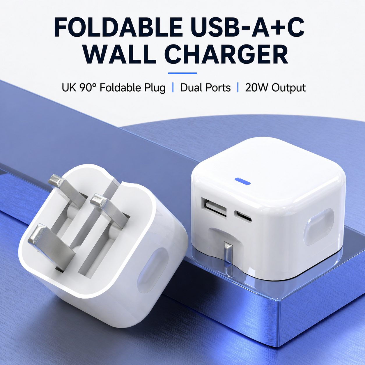 Foldable 20W USB-A & USB-C UK Wall Charger
