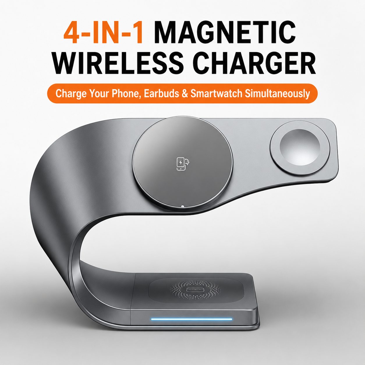 Foldable 3-in-1 MagSafe-Compatible Wireless Charging Stand