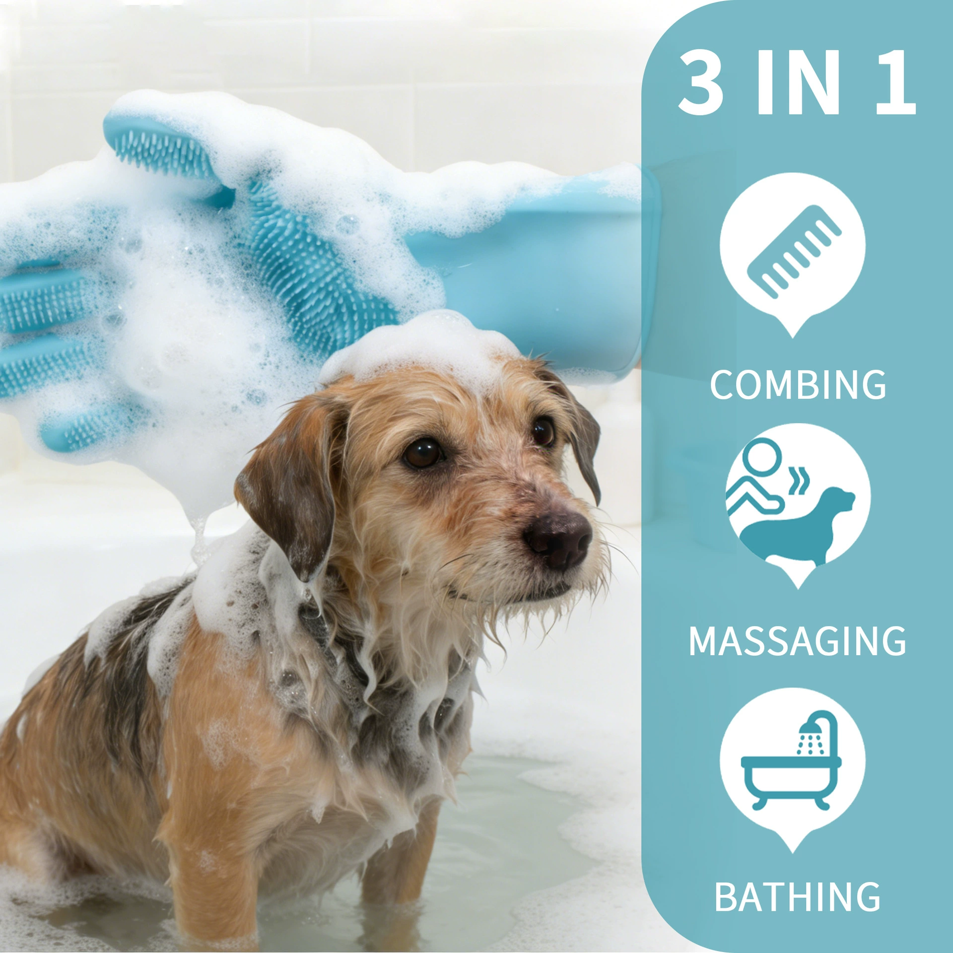Pet Bathing Massage Grooming Gloves – 2 pcs