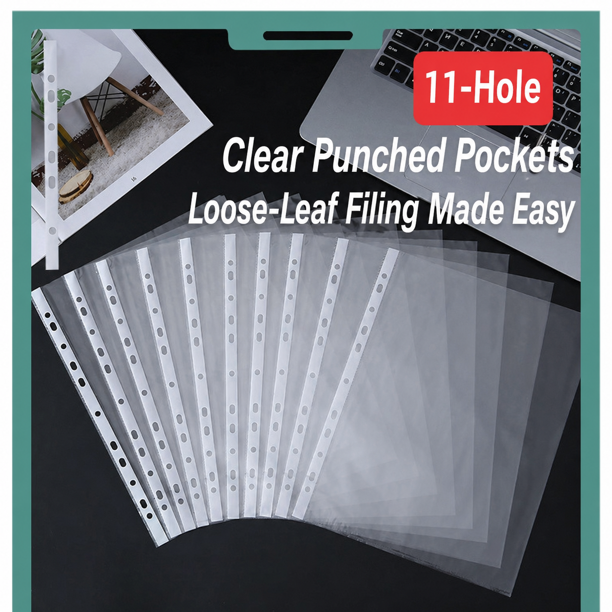 11-Hole Clear Punched Pockets – 20 pcs 3