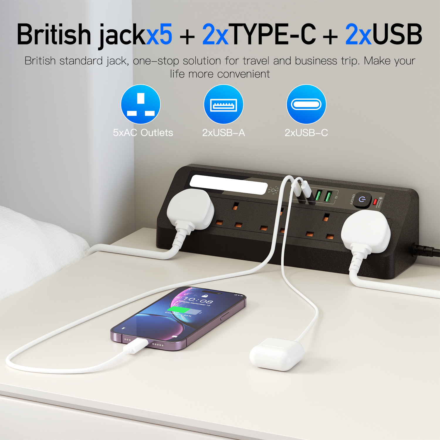 Extension Socket with LED Night Light 2