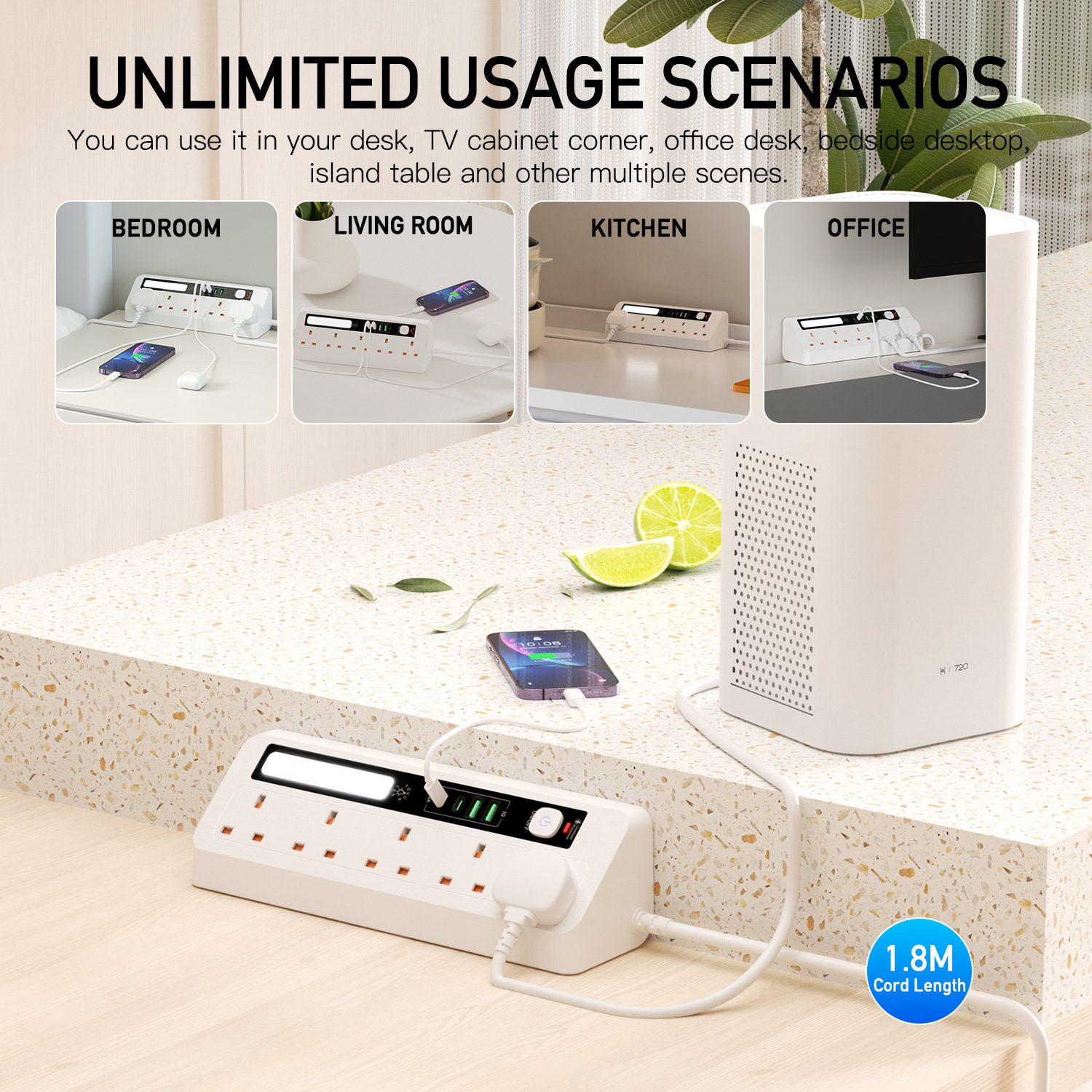 Extension Socket with LED Night Light 3