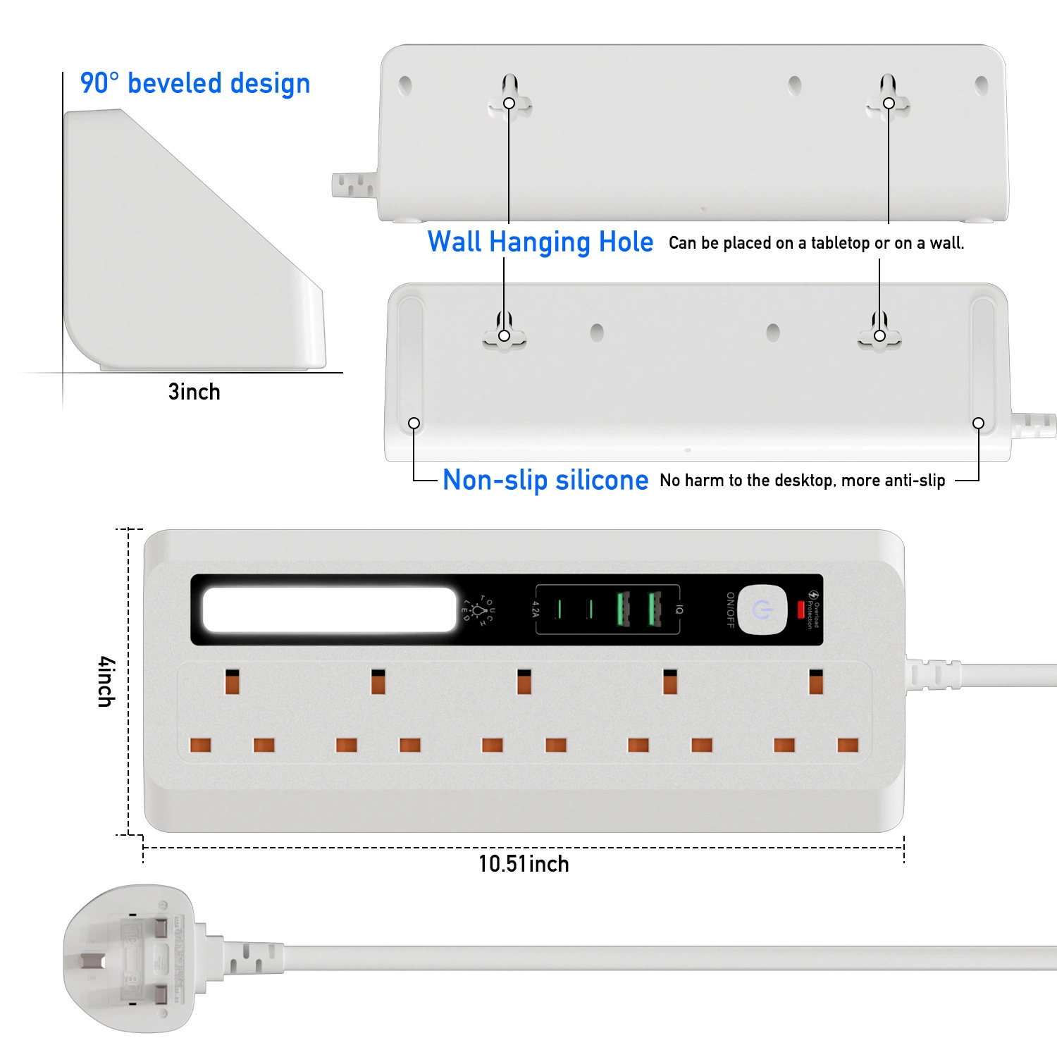 Extension Socket with LED Night Light 5