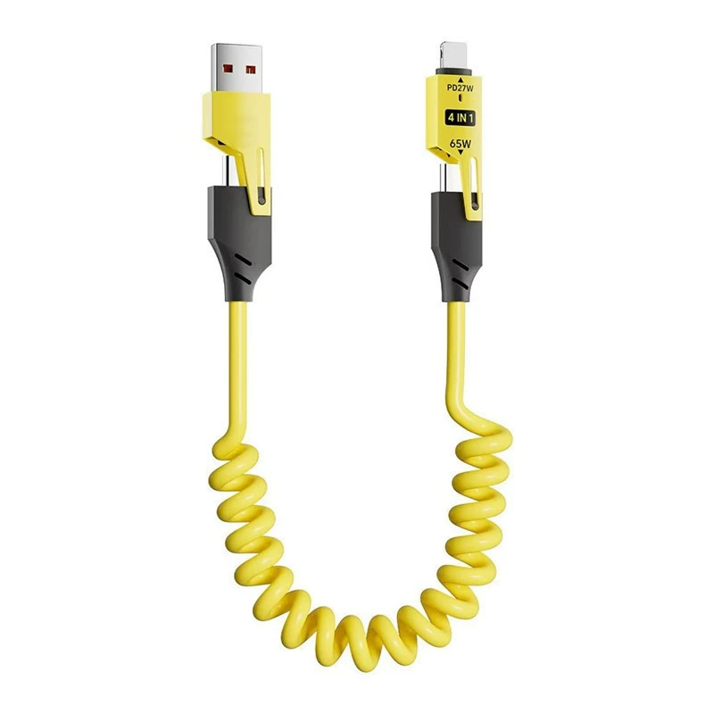 65W Retractable 4-in-1 Charging Cable 4