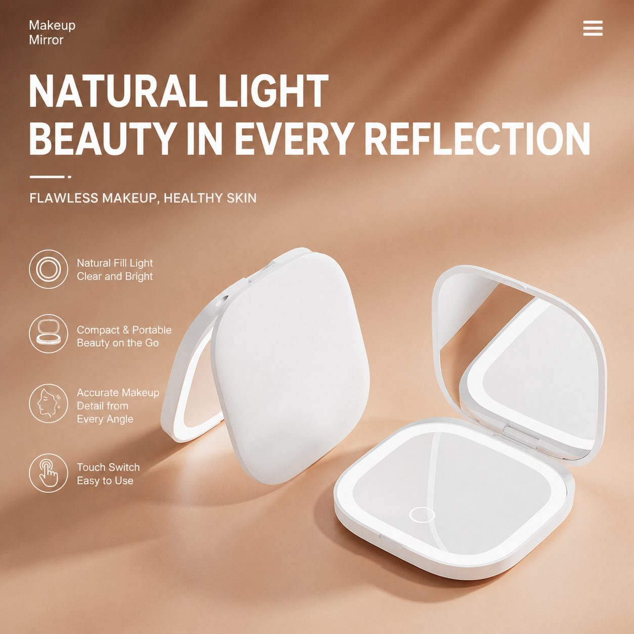 90mm Portable LED Makeup Mirror 4