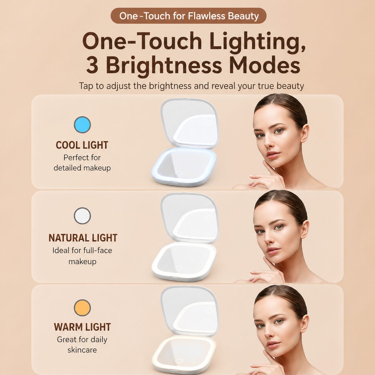 90mm Portable LED Makeup Mirror 6