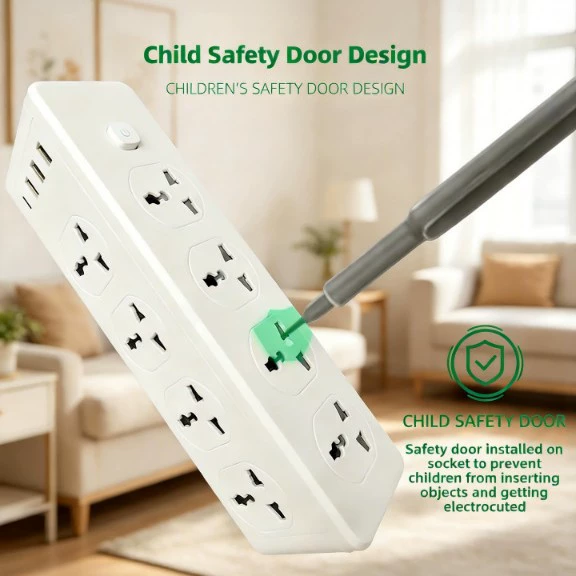 3000W Tower Extension Socket with USB Ports 5