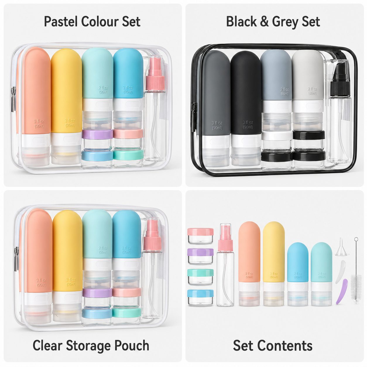17-Piece Silicone Travel Bottle Set 3