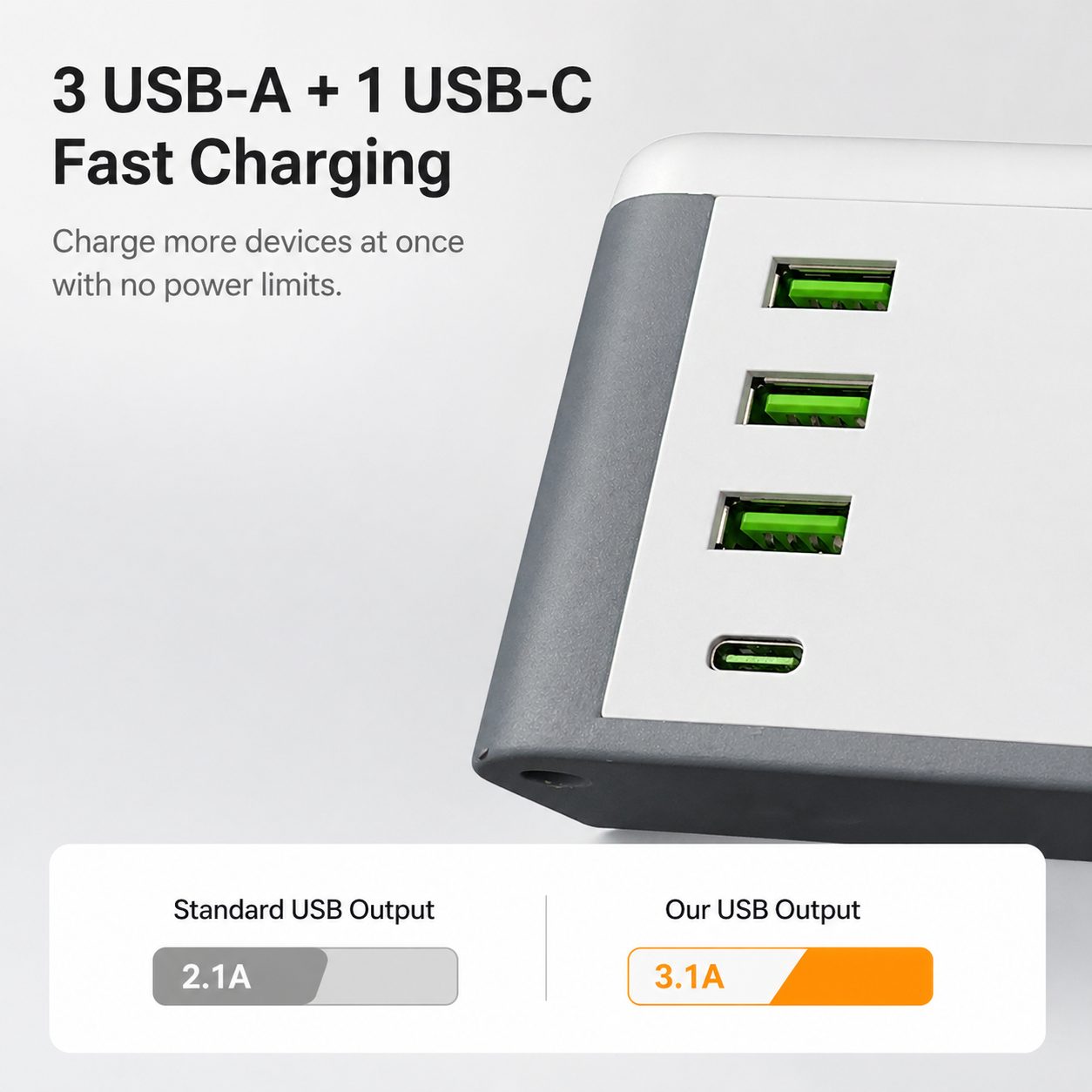 3000W Tower Extension Socket with USB Ports 7