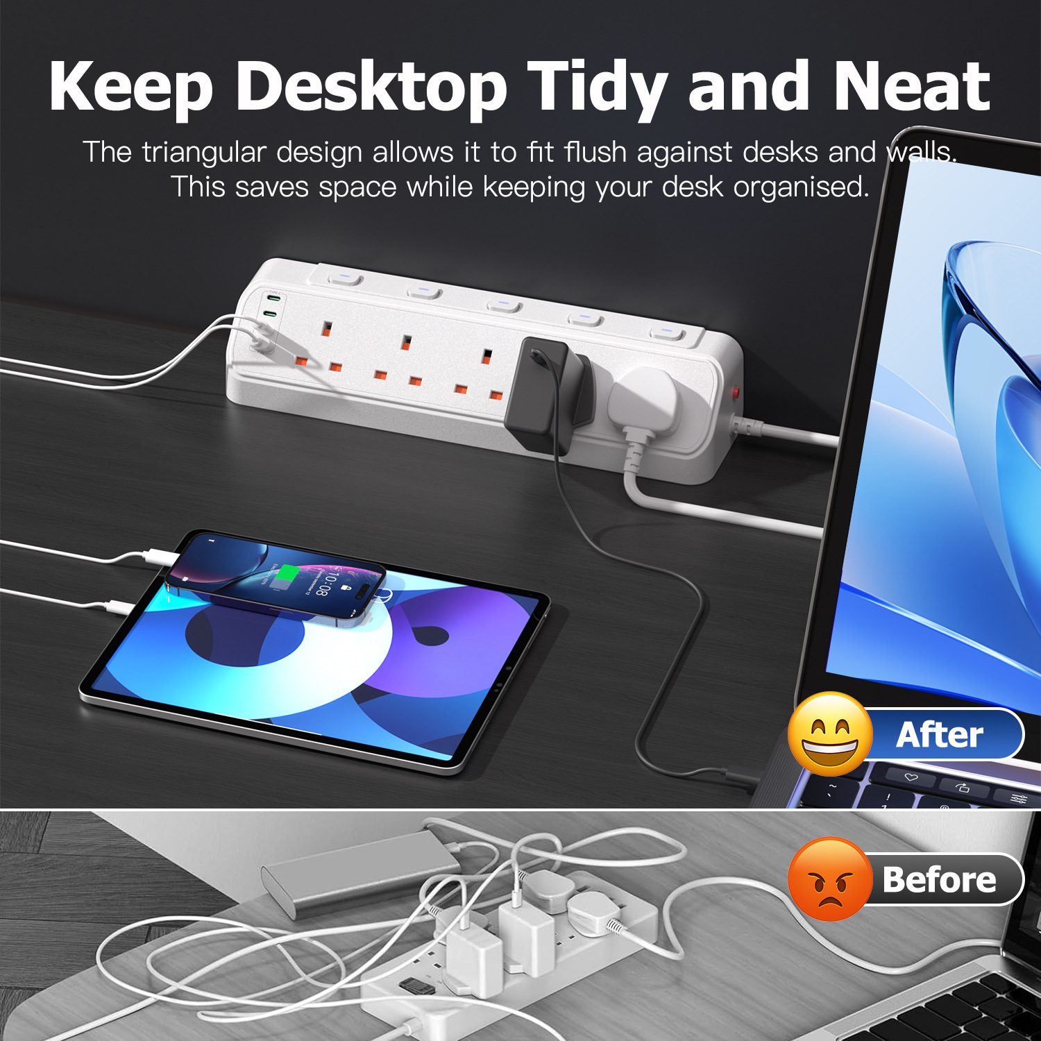 9-in-1 UK Extension Lead with USB Ports 7