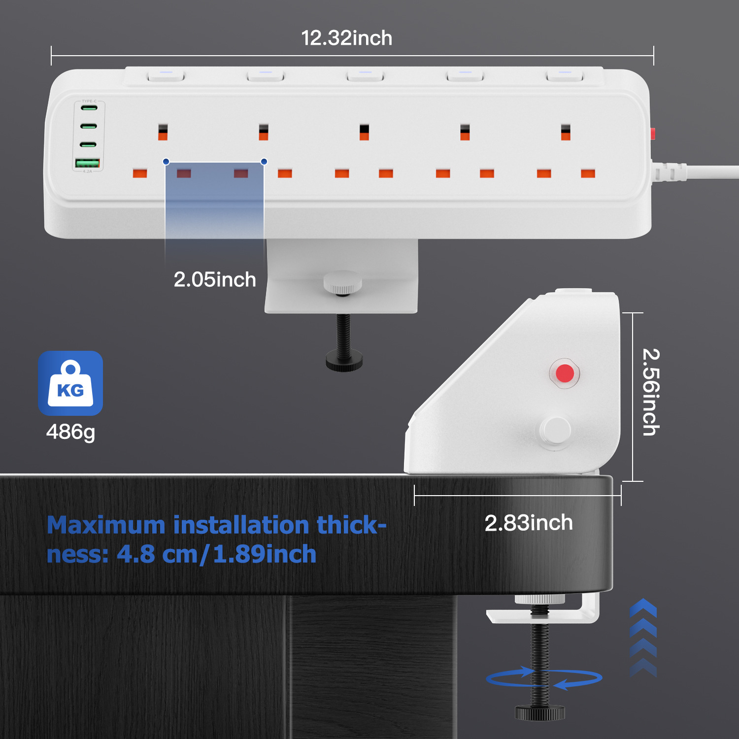 9-in-1 UK Extension Lead with USB Ports 4