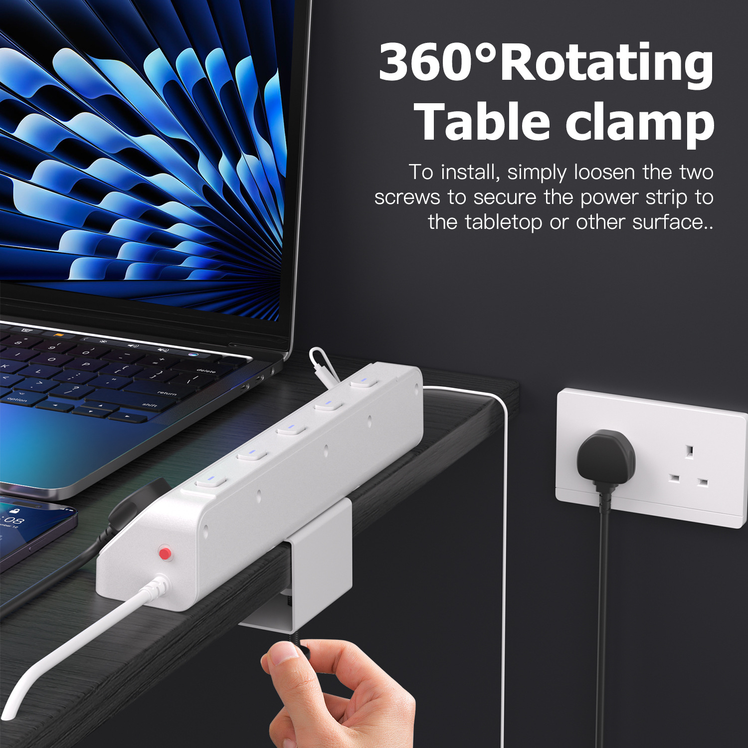 9-in-1 UK Extension Lead with USB Ports 10