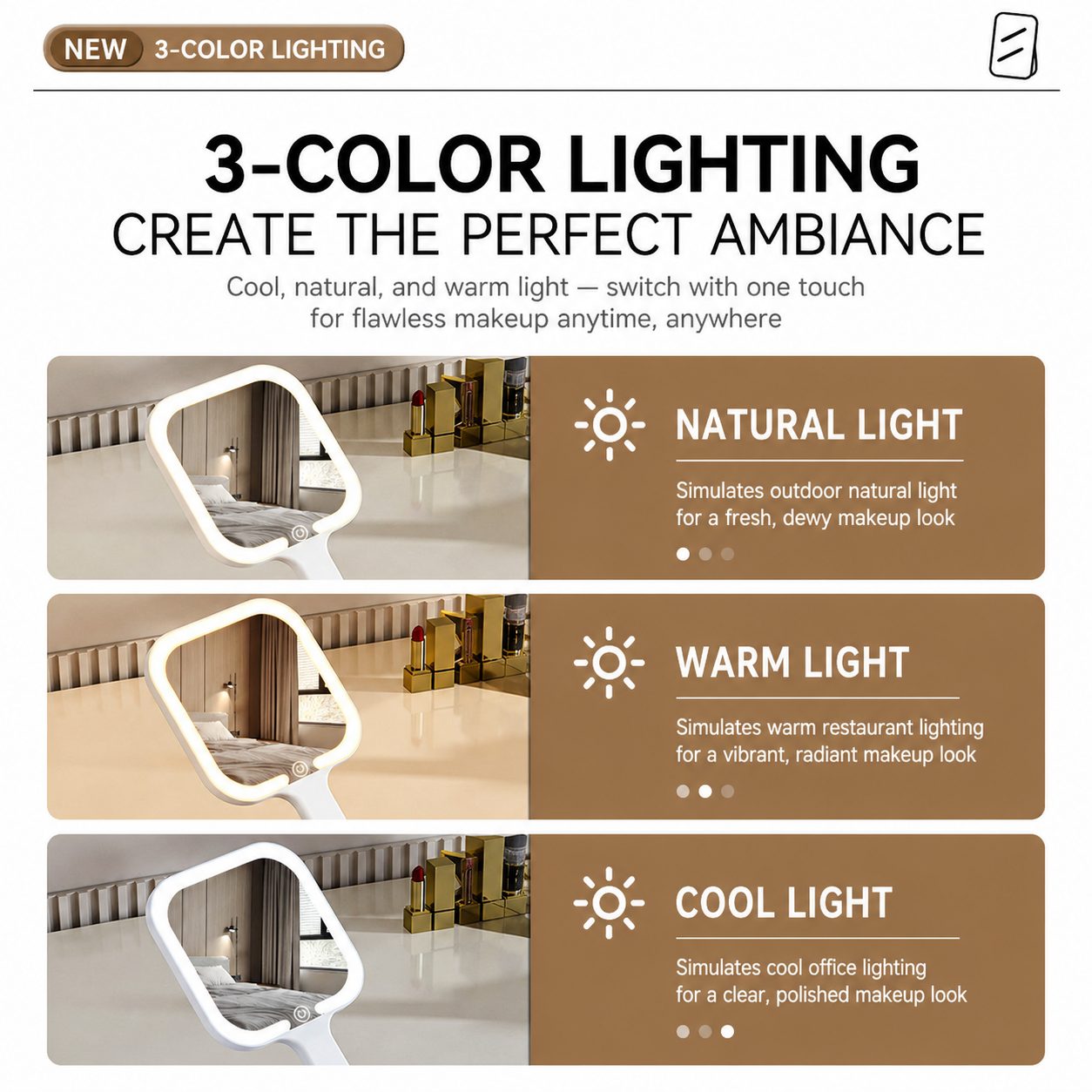 3-Mode Portable LED Makeup Mirror 2