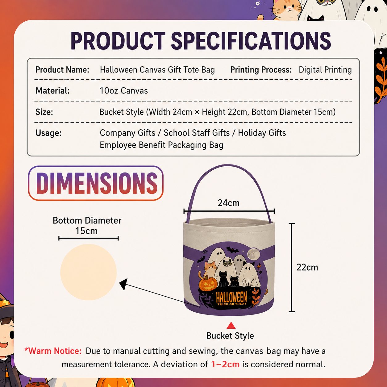 Halloween Canvas Treat Baskets 3