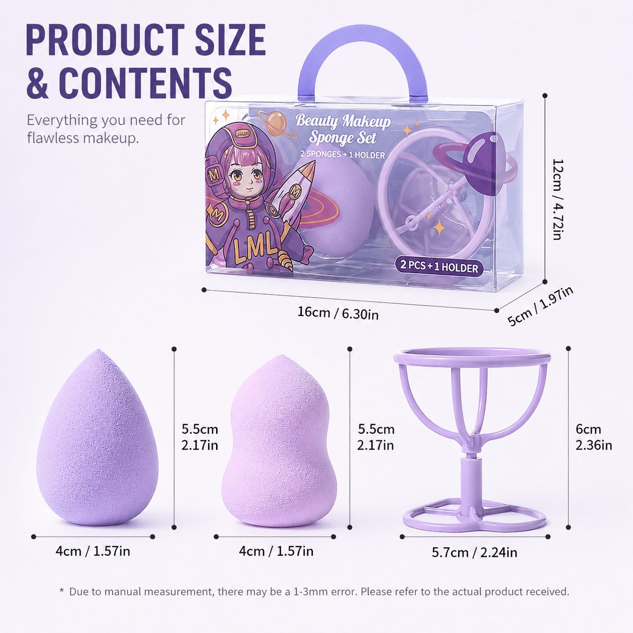Makeup Sponge & Puff Holder Set 3